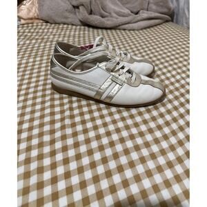 Coach Ellie White Gold Genuine Leather Lace-Up Sneakers 5.5M